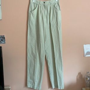 Green and White Checkered Pants
